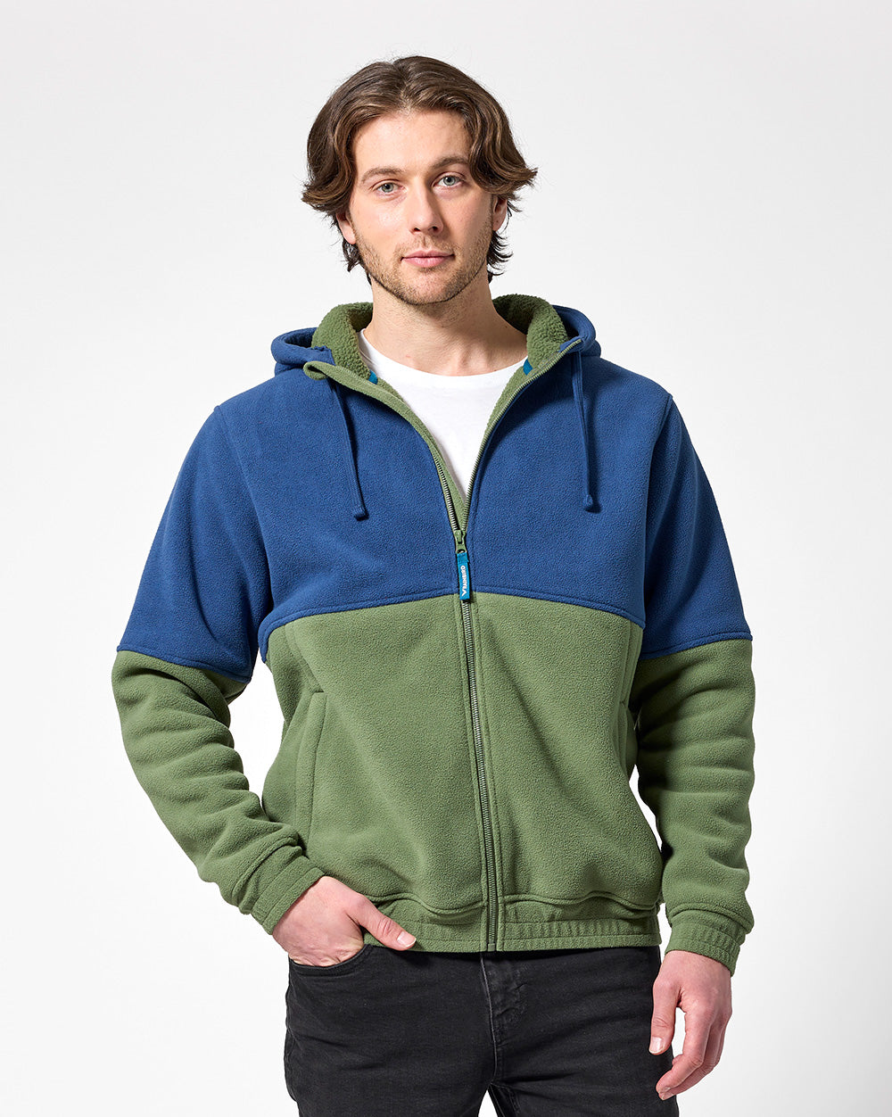 Eros Hooded Sherpa Fleece in Bay Blue