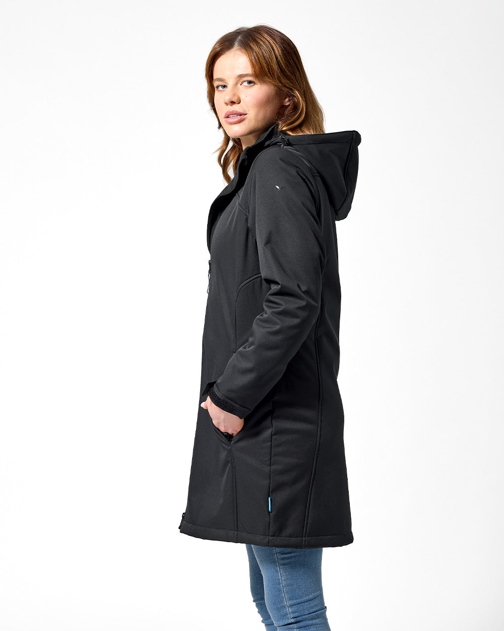 Ersa Long Softshell Coat in Black