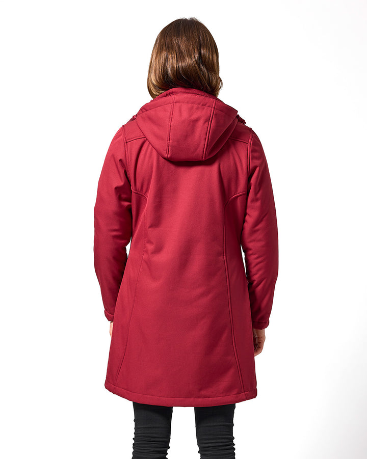 Ersa Long Softshell Coat in Earth Red