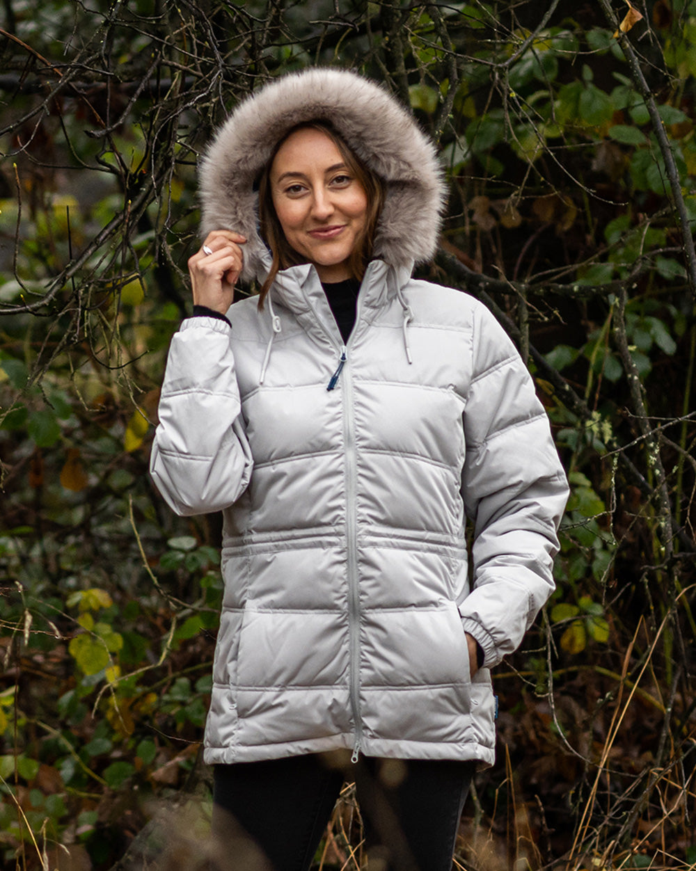 Grey puffer outlet jacket womens