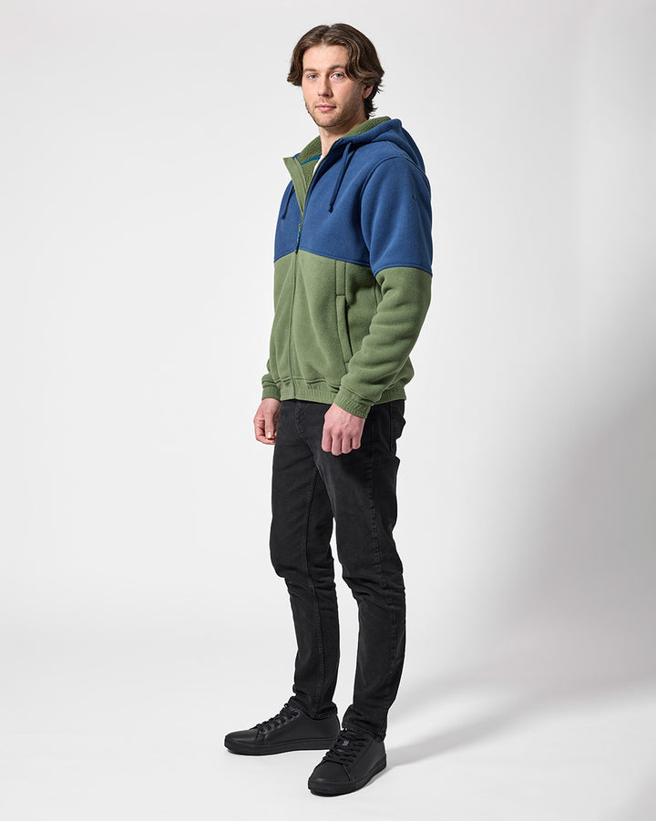 Eros Hooded Sherpa Fleece in Bay Blue